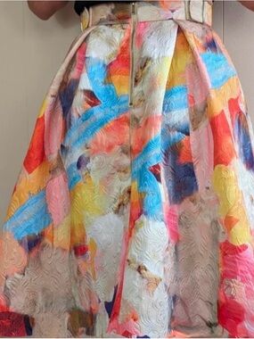 H&M Multicolor Watercolor Floral Circle Skirt